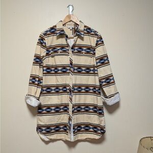 L.L.Bean Signature Archive Southwestern Striped Button Front Shirt Women’s Large